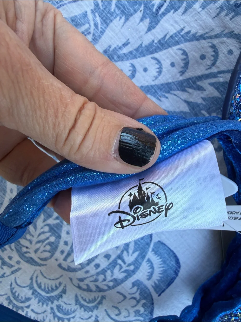 Disney Parks Blue Sparkle Youth Mickey/Minnie Ears Adjustable Headband NWT